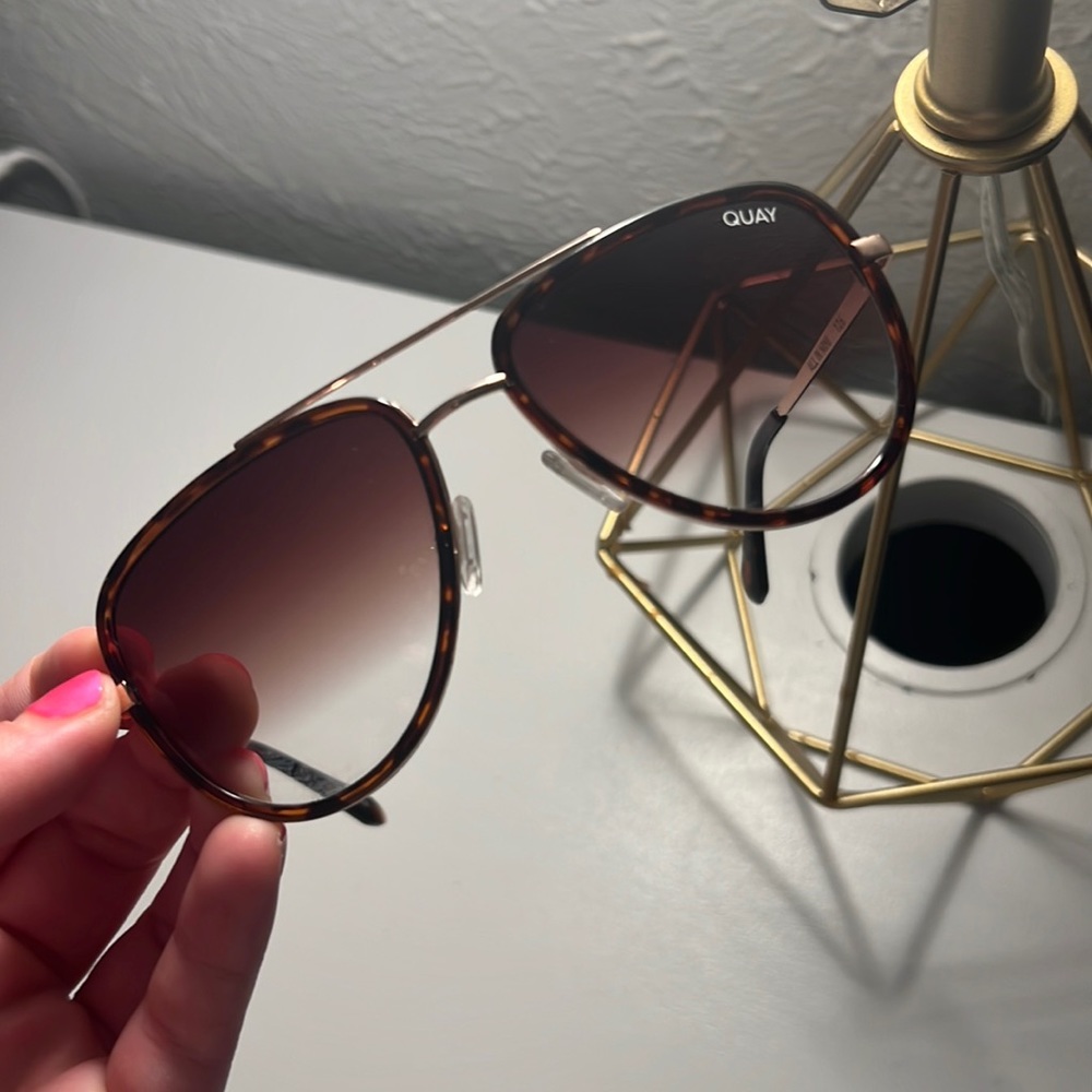 Quay Turquoise Shell Aviator Sunglasses